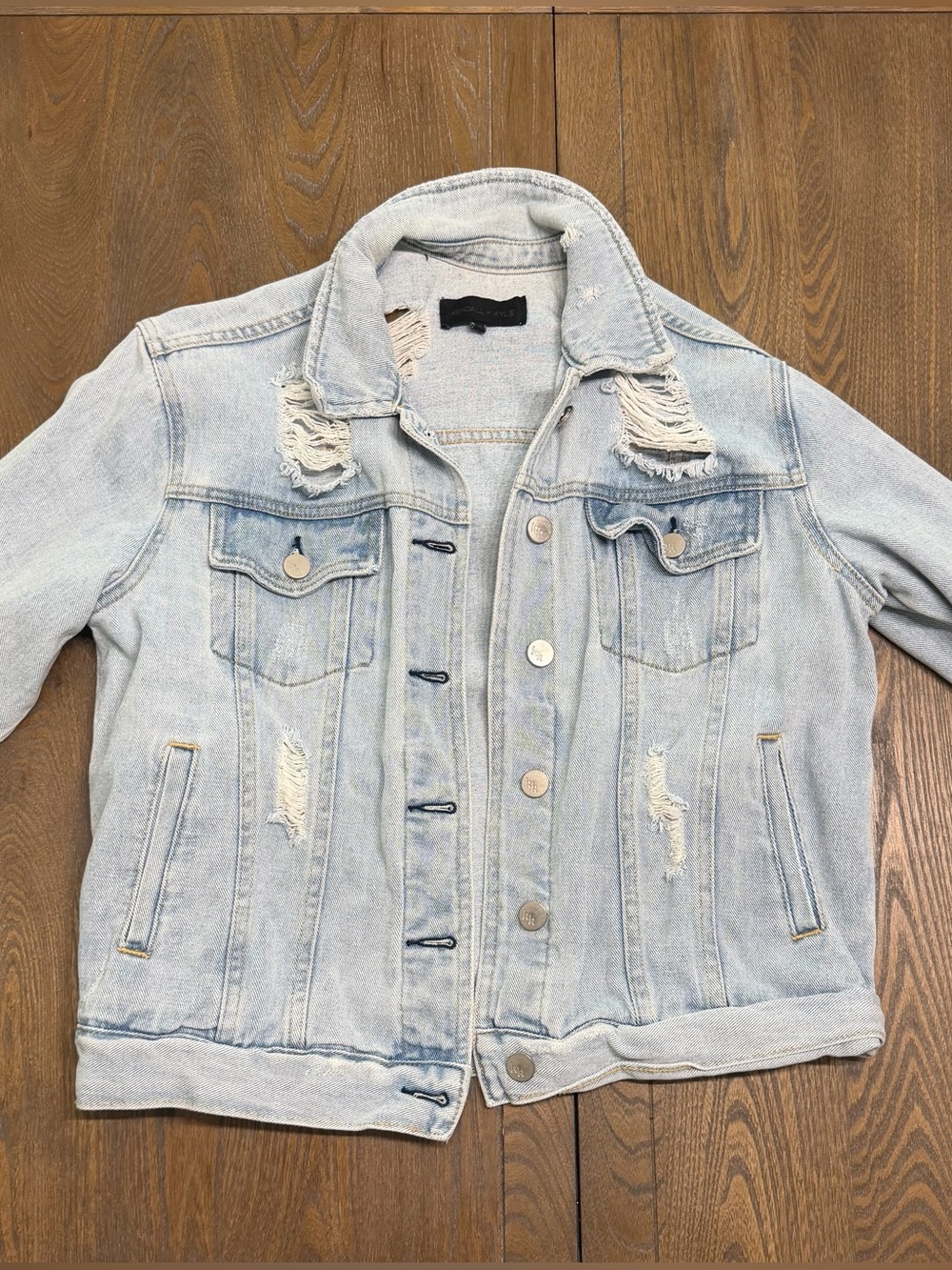 Kendall & Kylie Light Blue Distressed Denim Jacket